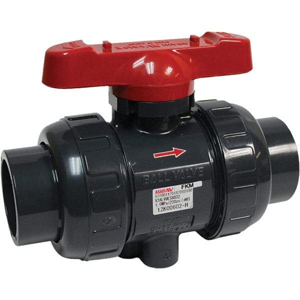 Asahi/America - 3" Pipe, Full Port, PVC True Union Design Ball Valve - 1 Piece, Socket Ends, Tee Handle - All Tool & Supply