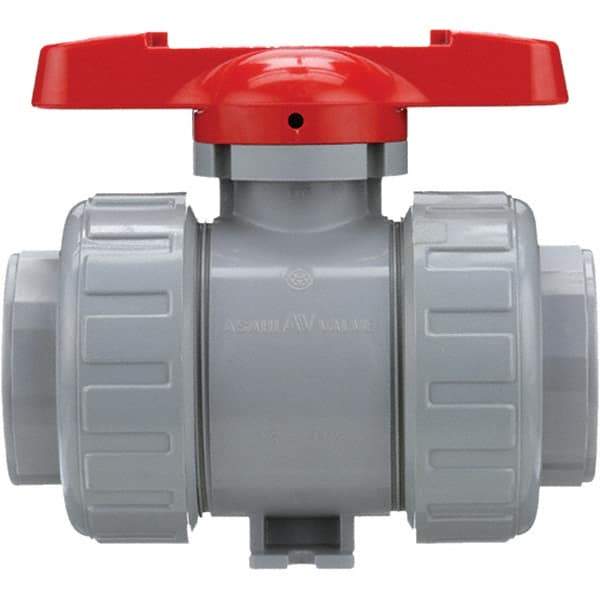 Asahi/America - 3" Pipe, Standard Port, CPVC True Union Design Ball Valve - Inline - Two Way Flow, Threaded Ends, Tee Handle, 150 WOG - All Tool & Supply