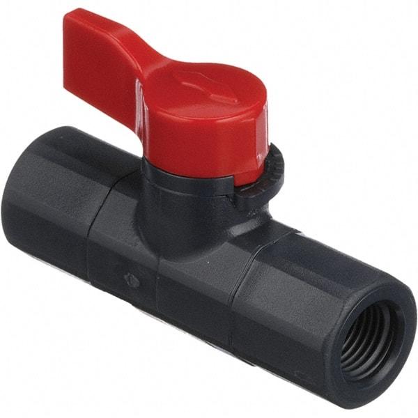 Asahi/America - 1/4" Pipe, Full Port, PVC Ball Valve - 1 Piece, FNPT x FNPT Ends, Tee Handle, 150 WOG - All Tool & Supply