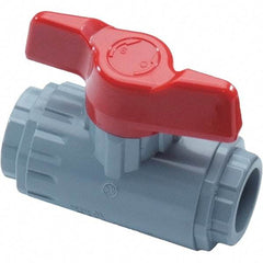 Asahi/America - 3/8" Pipe, Standard Port, PVC Ball Valve - Inline - Two Way Flow, Threaded Ends, Tee Handle, 150 WOG - All Tool & Supply