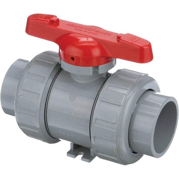 Asahi/America - 2-1/2" Pipe, Standard Port, CPVC True Union Design Ball Valve - Inline - Two Way Flow, Socket Ends, Tee Handle, 150 WOG - All Tool & Supply