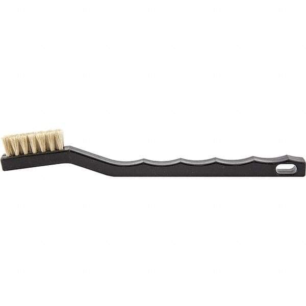 Brush Research Mfg. - 2 Rows x 7 Columns Hair Scratch Brush - 1/2" Brush Length, 7-1/4" OAL, 1/2 Trim Length, Plastic Curved Back Handle - All Tool & Supply