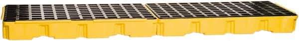 Eagle - 66 Gal Sump, 8,000 Lb Capacity, 4 Drum, Polyethylene Platform - 26-1/4" Long x 103-1/2" Wide x 6-3/4" High, Yellow, Low Profile, Vertical, Inline Drum Configuration - All Tool & Supply