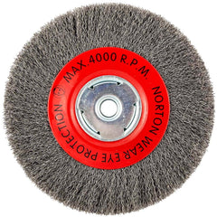 Norton - 8" OD, 5/8" Arbor Hole, Crimped Carbon Wheel Brush - All Tool & Supply