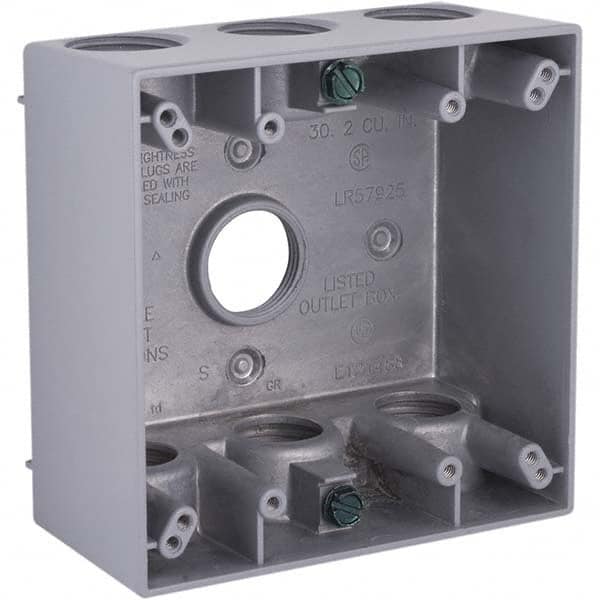 Hubbell-Raco - 4-1/2 x 4-1/2 x 2-1/4" Aluminum Square Weather Resistant Outlet Box - All Tool & Supply