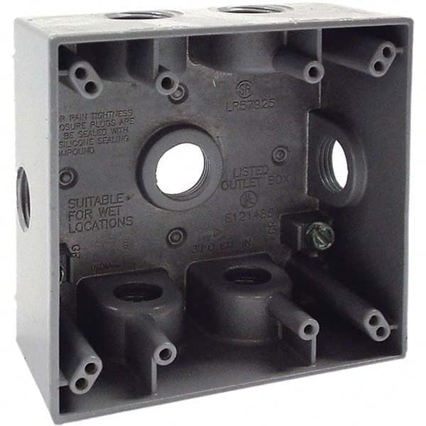 Hubbell-Raco - 4-1/2 x 4-1/2 x 2-1/4" Aluminum Square Weather Resistant Outlet Box - All Tool & Supply