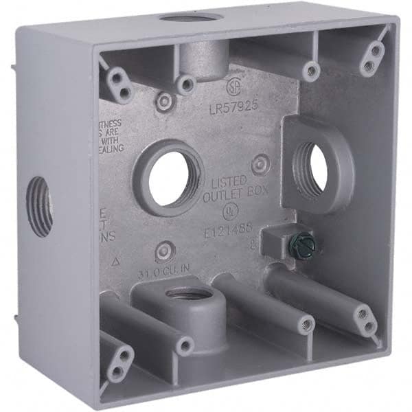 Hubbell-Raco - 4-1/2 x 4-1/2 x 2-1/4" Aluminum Square Weather Resistant Outlet Box - All Tool & Supply