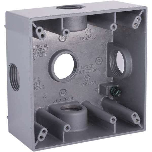 Hubbell-Raco - 4-1/2 x 4-1/2 x 2-1/4" Aluminum Square Weather Resistant Outlet Box - All Tool & Supply