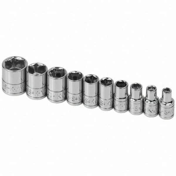 SK - 1/4" Drive Standard Socket Set - 3/16 to 9/16", Inch Measurement Standard - All Tool & Supply