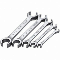 SK - 5 Piece, 1/4 x 5/16 to 3/4 x 7/8", Flare Nut Wrench Set - Inch System of Measurement, Chrome Finish - All Tool & Supply