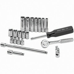 SK - 1/4" Drive Deep Socket Set - 4 to 12mm, Metric Measurement Standard - All Tool & Supply