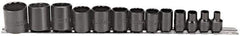 Proto - 13 Piece 3/8" Drive Socket Set - 12 Points, 1/4" to 1" Range, Inch Measurement Standard - All Tool & Supply