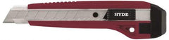 Hyde Tools - Snap Utility Knife - 18mm Blade, Red & Black Polystyrene (High Impact) Handle, 3 Blades Included - All Tool & Supply