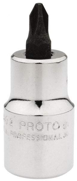 Proto - 1/2" Drive, 5/16" Wide, #2 Point, Phillips Screwdriver Socket - 2-5/32" OAL - All Tool & Supply