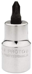 Proto - 1/2" Drive, 5/16" Wide, #2 Point, Phillips Screwdriver Socket - 2-5/32" OAL - All Tool & Supply