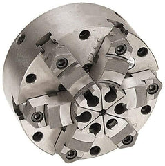 Pratt Burnerd America - 6 Jaws, 16" Diam, Self Centering Manual Lathe Chuck - Plain Back Mount Spindle, Adjustable, Reversible, 1,300 Max RPM, 4.56" Through Hole Diam, Forged Steel - All Tool & Supply