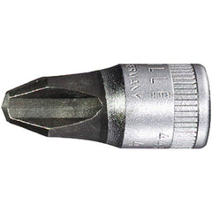 Screwdriver & Drag Link Sockets; Type: Phillips Screwdriver Socket; Drive Size (Inch): 0.25 in; Blade Width (mm): 11.6 mm; Blade Thickness (Decimal Inch): 0.6 mm; Point Size: #1; Finish: Chrome-Plated; Insulated: No; Non-sparking: No; Tether Style: Not Te