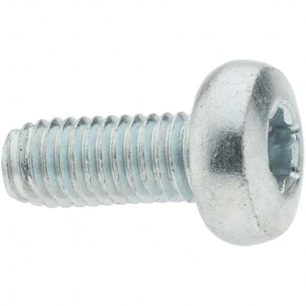 M5x0.8 Coarse 40mm Long 6-Lobe Pin Thread Cutting Screw 12L14 Steel, Pan Head, Self Drilling Point, Zinc-Plated