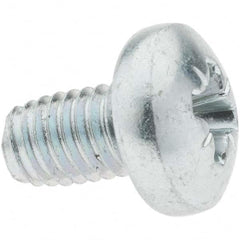 M5x0.8 Coarse 20mm Long Pozi Thread Cutting Screw 12L14 Steel, Pan Head, Self Drilling Point, Zinc-Plated