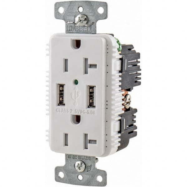 Hubbell Wiring Device-Kellems - USB Receptacles Number of USB Ports: 2 Number of Receptacles: 2 - All Tool & Supply