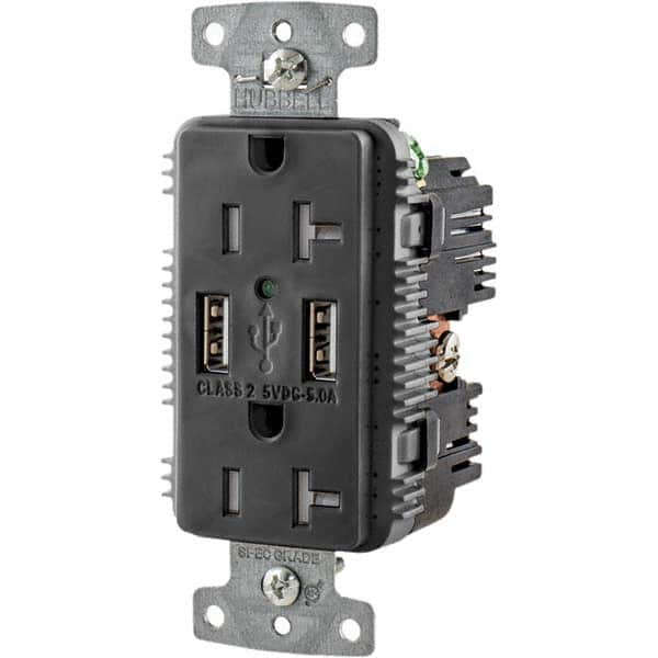 Hubbell Wiring Device-Kellems - USB Receptacles Number of USB Ports: 2 Number of Receptacles: 2 - All Tool & Supply