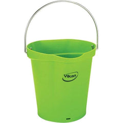 Vikan - 1-1/2 Gal, 7.1" High, Polypropylene Round Lime Green Single Pail with Pour Spout - Handle Included, 10" Top Diam - All Tool & Supply