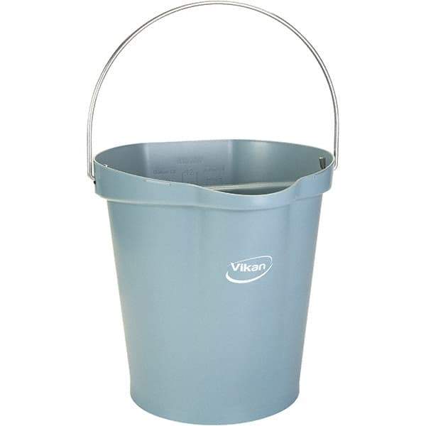 Vikan - 3 Gal, 12-1/2" High, Polypropylene Round Gray Single Pail with Pour Spout - Handle Included, 12.81" Top Diam - All Tool & Supply