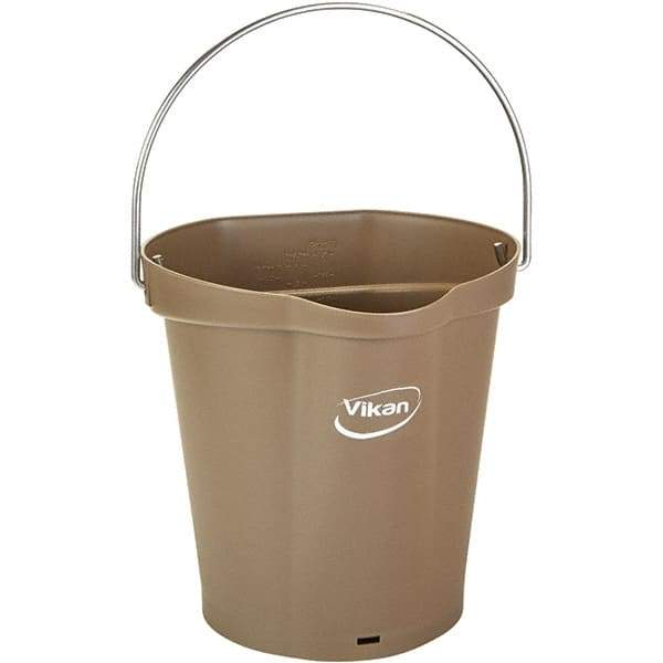 Vikan - 1-1/2 Gal, 7.1" High, Polypropylene Round Brown Single Pail with Pour Spout - Handle Included, 10" Top Diam - All Tool & Supply