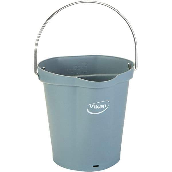 Vikan - 1-1/2 Gal, 7.1" High, Polypropylene Round Gray Single Pail with Pour Spout - Handle Included, 10" Top Diam - All Tool & Supply