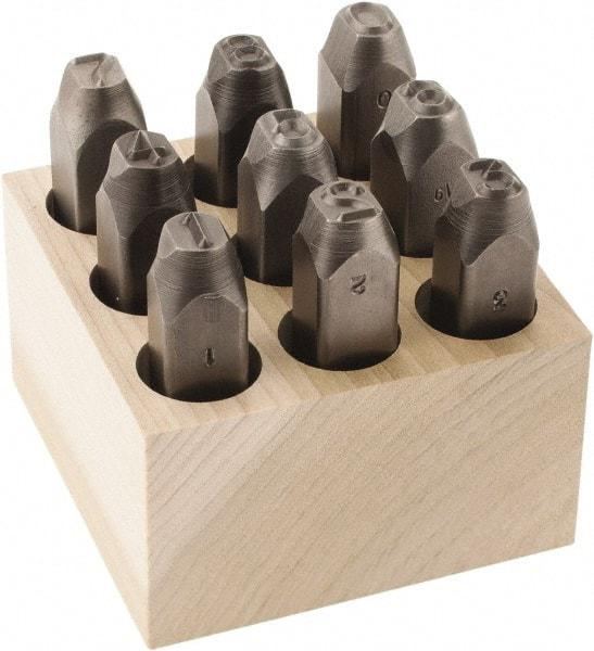 C.H. Hanson - 9 Piece, 3/8" Character Steel Stamp Set - Figures, Reverse - All Tool & Supply