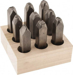 C.H. Hanson - 9 Piece, 1/2" Character Steel Stamp Set - Figures, Reverse - All Tool & Supply