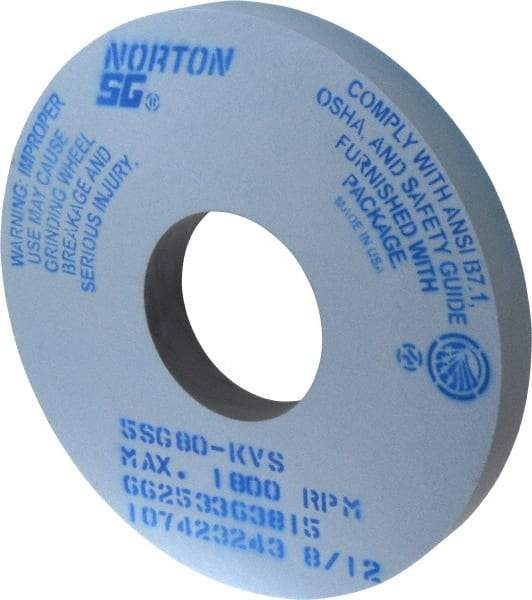 Norton - 14" Diam x 5" Hole x 1-1/2" Thick, K Hardness, 80 Grit Surface Grinding Wheel - Ceramic, Type 1, Medium Grade, 1,800 Max RPM, Vitrified Bond, No Recess - All Tool & Supply