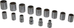 Proto - 15 Piece 1/2" Drive Socket Set - 12 Points, 3/8" to 1-1/4" Range, Inch Measurement Standard - All Tool & Supply