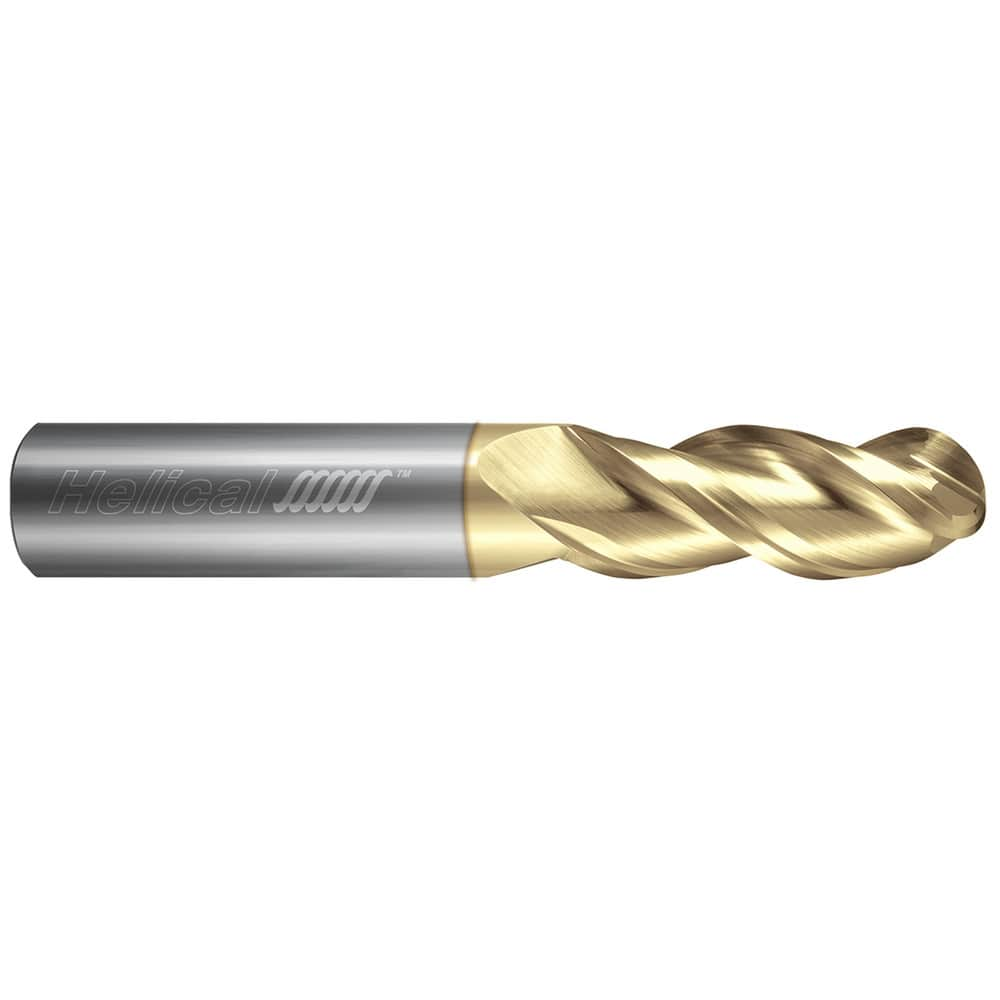 Ball End Mill:  0.2500″ Dia,  0.7500″ LOC,  3 Flute,  Solid Carbide 40 &deg N/A Zplus Coated,  Series  End Mills for Aluminum - 3 Flute - Ball - 40 ™ Helix - Variable Pitch