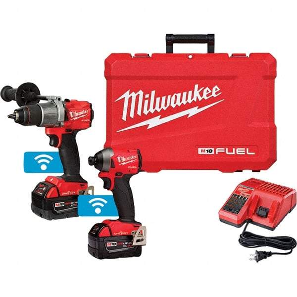 Milwaukee Tool - 18 Volt Cordless Tool Combination Kit - Includes 1/2" Drill/Driver & 1/4" Impact Driver, Lithium-Ion Battery Included - All Tool & Supply