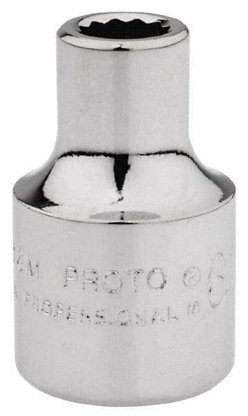 Proto - 3/8" Drive, Standard Hand Socket - 12 Points, 1-3/32" OAL, Chrome Finish - All Tool & Supply