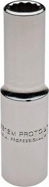 Proto - 1/2" Drive, Deep Hand Socket - 12 Points, 3-1/4" OAL, Chrome Finish - All Tool & Supply