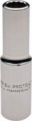 Proto - 1/2" Drive, Deep Hand Socket - 12 Points, 3-1/4" OAL, Chrome Finish - All Tool & Supply