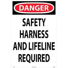 NMC - "Safety Harness Line", 36" Long x 24" Wide, Corrugated Plastic Safety Sign - Rectangular, Use for Workplace/Safety - All Tool & Supply