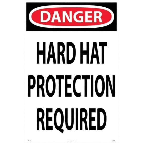 NMC - "Hard Hat Protection Required", 36" Long x 24" Wide, Corrugated Plastic Safety Sign - Rectangular, Use for Workplace/Safety - All Tool & Supply