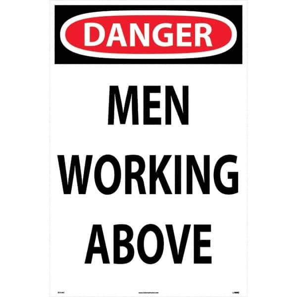 NMC - "Men Working Above", 36" Long x 24" Wide, Corrugated Plastic Safety Sign - Rectangular, Use for Workplace/Safety - All Tool & Supply