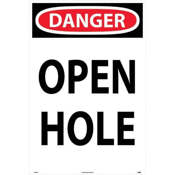 NMC - "Open Hole", 36" Long x 24" Wide, Rigid Plastic Safety Sign - Rectangular, Use for Workplace/Safety - All Tool & Supply