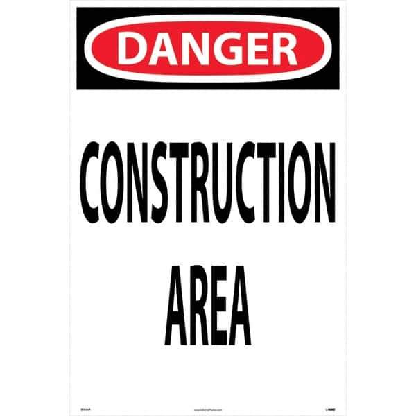 NMC - "Construction Area", 36" Long x 24" Wide, Rigid Plastic Safety Sign - Rectangular, Use for Workplace/Safety - All Tool & Supply