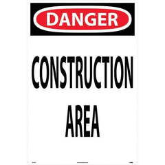 NMC - "Construction Area", 36" Long x 24" Wide, Rigid Plastic Safety Sign - Rectangular, Use for Workplace/Safety - All Tool & Supply