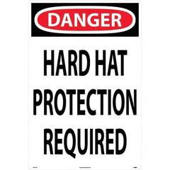 NMC - "Hard Hat Protection Required", 36" Long x 24" Wide, Rigid Plastic Safety Sign - Rectangular, Use for Workplace/Safety - All Tool & Supply