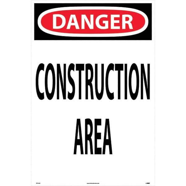 NMC - "Construction Area", 36" Long x 24" Wide, Corrugated Plastic Safety Sign - Rectangular, Use for Workplace/Safety - All Tool & Supply