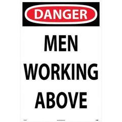 NMC - "Men Working Above", 36" Long x 24" Wide, Rigid Plastic Safety Sign - Rectangular, Use for Workplace/Safety - All Tool & Supply