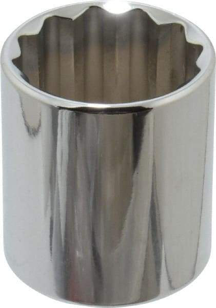 Proto - 1/2" Drive, Standard Hand Socket - 12 Points, 1-25/32" OAL, Alloy Steel, Chrome Finish - All Tool & Supply