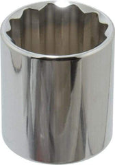 Proto - 1/2" Drive, Standard Hand Socket - 12 Points, 1-25/32" OAL, Alloy Steel, Chrome Finish - All Tool & Supply