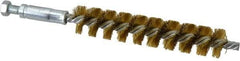 Schaefer Brush - 4" Brush Length, 3/4" Diam, Double Stem, Single Spiral Tube Brush - 6-1/4" Long, Brass, 1/4-28 Male Connection - All Tool & Supply